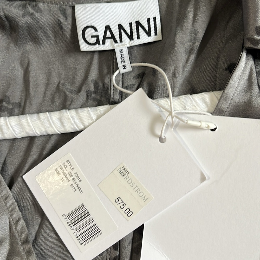 Ganni Silk Stretch Satin Dress Size Small NWT - Picture 6 of 13